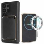 For Samsung Galaxy S25 Ultra 5G Kalebol Slim MagSafe Ring Magnetic Card Bag Leather Phone Case(Black)