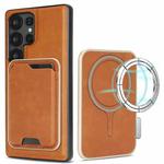 For Samsung Galaxy S25 Ultra 5G Kalebol Slim Magnetic Ring Card Bag Leather Phone Case(Brown)