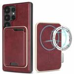 For Samsung Galaxy S25 Ultra 5G Kalebol Slim Magnetic Ring Card Bag Leather Phone Case(Red)