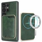 For Samsung Galaxy S25 Ultra 5G Kalebol Slim Magnetic Ring Card Bag Leather Phone Case(Green)