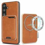 For Samsung Galaxy S24 5G Kalebol Slim Magnetic Ring Card Bag Leather Phone Case(Brown)
