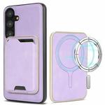 For Samsung Galaxy S24 5G Kalebol Slim Magnetic Ring Card Bag Leather Phone Case(Purple)