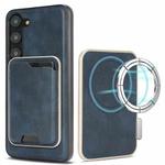 For Samsung Galaxy S23 5G Kalebol Slim Magnetic Ring Card Bag Leather Phone Case(Blue)