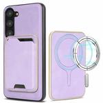 For Samsung Galaxy S23 5G Kalebol Slim Magnetic Ring Card Bag Leather Phone Case(Purple)
