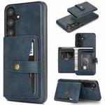 For Samsung Galaxy S25+ 5G Kalebol Button Ring Magnetic Card Bag Leather Phone Case(Blue)