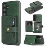For Samsung Galaxy S25+ 5G Kalebol Button Ring Magnetic Card Bag Leather Phone Case(Green)