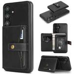 For Samsung Galaxy S24+ 5G Kalebol Button Ring Magnetic Card Bag Leather Phone Case(Black)