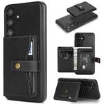 For Samsung Galaxy S24 5G Kalebol Button Ring Magnetic Card Bag Leather Phone Case(Black)