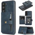 For Samsung Galaxy S23+ 5G Kalebol Magnetic Button Card Bag MagSafe Ring Leather Phone Case(Blue)