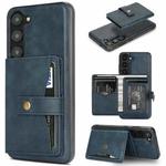 For Samsung Galaxy S23 5G Kalebol Button Ring Magnetic Card Bag Leather Phone Case(Blue)