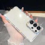 For Samsung Galaxy S23 Ultra 5G Rhinestone Glitter TPU 4-corners Anti-fall Phone Case(White)