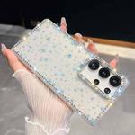 For Samsung Galaxy S23 Ultra 5G Rhinestone Glitter TPU 4-corners Anti-fall Phone Case(Transparent Stars)