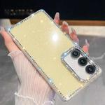 For Samsung Galaxy S24 5G Rhinestone Glitter TPU 4-corners Anti-fall Phone Case(Light Yellow)