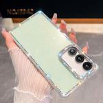 For Samsung Galaxy S24+ 5G Rhinestone Glitter TPU 4-corners Anti-fall Phone Case(Light Green)