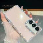 For Samsung Galaxy S24 FE 5G Rhinestone Glitter TPU 4-corners Anti-fall Phone Case(Light Pink)