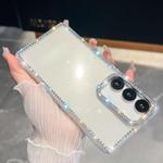For Samsung Galaxy S25 5G Rhinestone Glitter TPU 4-corners Anti-fall Phone Case(Transparent)
