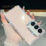 For Samsung Galaxy S25+ 5G Rhinestone Glitter TPU 4-corners Anti-fall Phone Case(Light Pink)