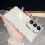 For Samsung Galaxy A56 5G Rhinestone Glitter TPU 4-corners Anti-fall Phone Case(White)