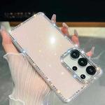 Samsung Galaxy A07 5G Rhinestone Glitter TPU 4-corners Anti-fall Phone Case(Light Pink)