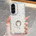 For Samsung Galaxy A56 5G Rhinestone Glitter TPU Ring Holder Anti-fall Phone Case(Transparent Stars)