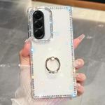 For Samsung Galaxy A26 5G Rhinestone Glitter TPU Ring Holder Anti-fall Phone Case(Transparent)