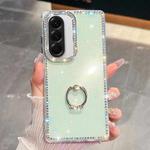 For Samsung Galaxy A36 5G Rhinestone Glitter TPU Ring Holder Anti-fall Phone Case(Light Green)