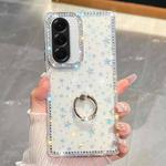 For Samsung Galaxy A36 5G Rhinestone Glitter TPU Ring Holder Anti-fall Phone Case(Transparent Stars)