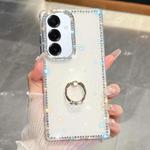 For Samsung Galaxy S25+ 5G Rhinestone Glitter TPU Ring Holder Anti-fall Phone Case(Transparent)
