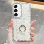 For Samsung Galaxy A16 5G Rhinestone Glitter TPU Ring Holder Anti-fall Phone Case(Transparent Stars)