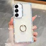 For Samsung Galaxy A16 5G Rhinestone Glitter TPU Ring Holder Anti-fall Phone Case(Transparent)