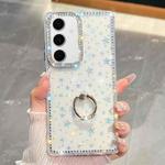 For Samsung Galaxy S24 FE 5G Rhinestone Glitter TPU Ring Holder Anti-fall Phone Case(Transparent Stars)