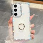 For Samsung Galaxy S24 FE 5G Rhinestone Glitter TPU Ring Holder Anti-fall Phone Case(Transparent)