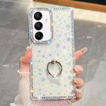For Samsung Galaxy A15 5G Rhinestone Glitter TPU Ring Holder Anti-fall Phone Case(Transparent Stars)