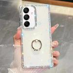 For Samsung Galaxy A15 5G Rhinestone Glitter TPU Ring Holder Anti-fall Phone Case(Transparent)