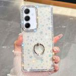 For Samsung Galaxy A55 5G Rhinestone Glitter TPU Ring Holder Anti-fall Phone Case(Transparent Stars)