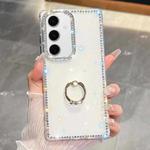 For Samsung Galaxy S24+ 5G Rhinestone Glitter TPU Ring Holder Anti-fall Phone Case(Transparent)