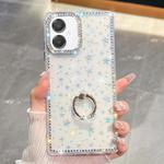 For Samsung Galaxy A07 5G Rhinestone Glitter TPU Ring Holder Anti-fall Phone Case(Transparent Stars)