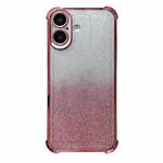 For iPhone 16 Plus Electrpolated Glitter Four-corner Shockproof Space TPU Phone Case(Gradient Pink)