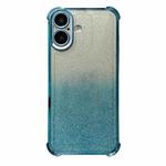 For iPhone 16 Plus Electrpolated Glitter Four-corner Shockproof Space TPU Phone Case(Gradient Blue)