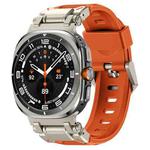 For Samsung Galaxy Watch Ultra 47mm Explorer Metal Head Fluororubber Watch Band(Titanium Orange)
