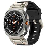 For Samsung Galaxy Watch Ultra 47mm Explorer Metal Head Fluororubber Watch Band(Titanium Black)