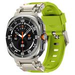 For Samsung Galaxy Watch Ultra 47mm Explorer Metal Head Fluororubber Watch Band(Titanium Green)