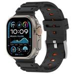For Apple Watch 46mm / 49mm / 45mm / 44mm Diamond Texture Two-Color Silicone Watch Band(Black Orange)