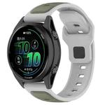 22mm Reverse Buckle Two Color Silicone Watch Band(Light Green Gray)