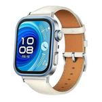 For Huawei Watch Fit 4 / Fit 4 Pro / Fit 3 Leather Watch Band Wristband(White)
