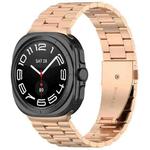 For Samsung Galaxy Watch 8 40 / 44mm Three Beads Stainless Steel Watch Band with Removal Tool(Rose Gold)