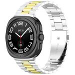 For Samsung Galaxy Watch 8 40 / 44mm Three Beads Stainless Steel Watch Band with Removal Tool(Silver Gold)