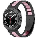 For Samsung Galaxy Watch 8 40 / 44mm Three Beads Stainless Steel Watch Band with Removal Tool(Black Pink)