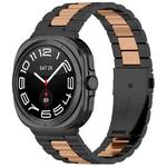 For Samsung Galaxy Watch 8 40 / 44mm Three Beads Stainless Steel Watch Band with Removal Tool(Black Rose)
