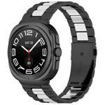 For Samsung Galaxy Watch 8 40 / 44mm Three Beads Stainless Steel Watch Band with Removal Tool(Black Silver)